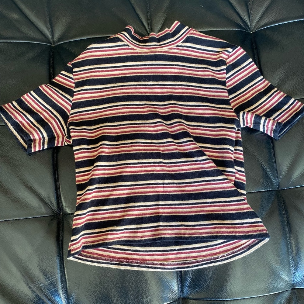 Black Striped Turtleneck Tee